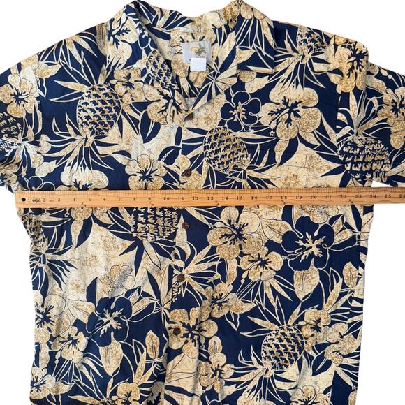 Vintage 90s Ho Aloha Shirt Size Medium Made in Hawaii Navy Floral 100% Cotton - Picture 5 of 6